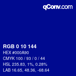 Color code: RGB 0 10 144 | qconv.com