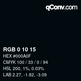 颜色代码: RGB 0 10 15 | qconv.com