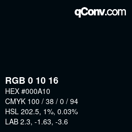 Color code: RGB 0 10 16 | qconv.com