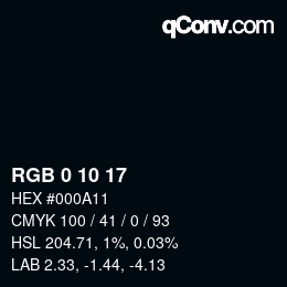 Color code: RGB 0 10 17 | qconv.com