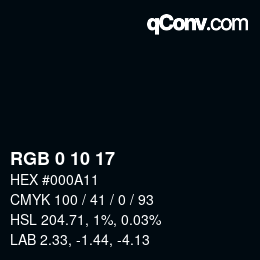 カラーコード: RGB 0 10 17 | qconv.com