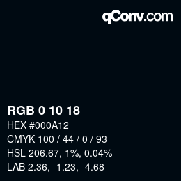 Color code: RGB 0 10 18 | qconv.com