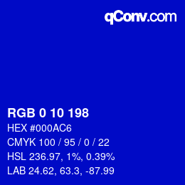 Color code: RGB 0 10 198 | qconv.com