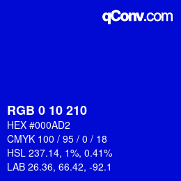 颜色代码: RGB 0 10 210 | qconv.com