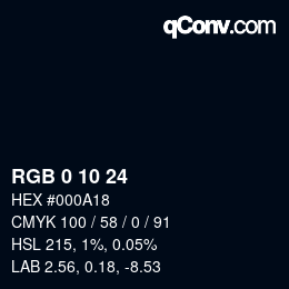 カラーコード: RGB 0 10 24 | qconv.com