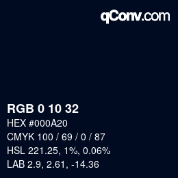 Color code: RGB 0 10 32 | qconv.com