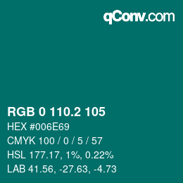 カラーコード: RGB 0 110.2 105 | qconv.com