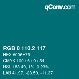 Color code: RGB 0 110.2 117 | qconv.com