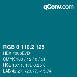 カラーコード: RGB 0 110.2 125 | qconv.com