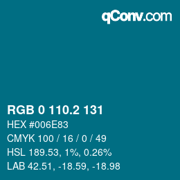カラーコード: RGB 0 110.2 131 | qconv.com