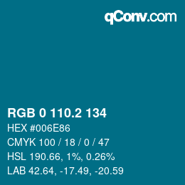 カラーコード: RGB 0 110.2 134 | qconv.com