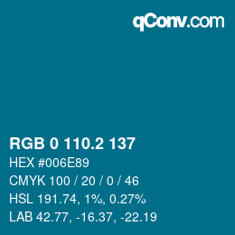 カラーコード: RGB 0 110.2 137 | qconv.com