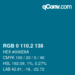 カラーコード: RGB 0 110.2 138 | qconv.com
