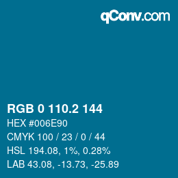 カラーコード: RGB 0 110.2 144 | qconv.com
