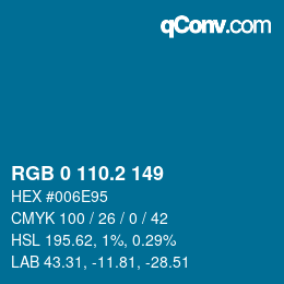 カラーコード: RGB 0 110.2 149 | qconv.com