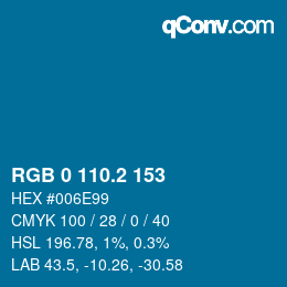 Color code: RGB 0 110.2 153 | qconv.com