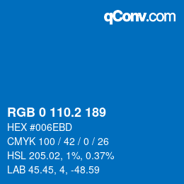 Color code: RGB 0 110.2 189 | qconv.com