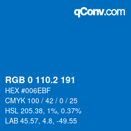Color code: RGB 0 110.2 191 | qconv.com