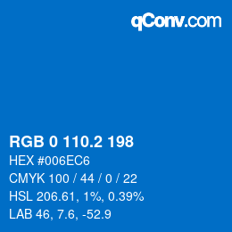 Farbcode: RGB 0 110.2 198 | qconv.com