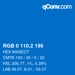 Color code: RGB 0 110.2 199 | qconv.com