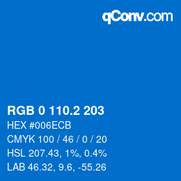 Color code: RGB 0 110.2 203 | qconv.com