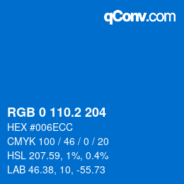 Color code: RGB 0 110.2 204 | qconv.com