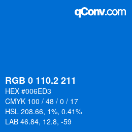 Color code: RGB 0 110.2 211 | qconv.com