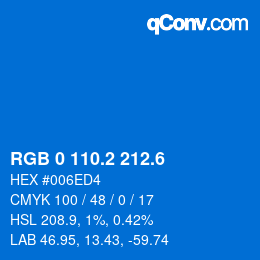 カラーコード: RGB 0 110.2 212.6 | qconv.com