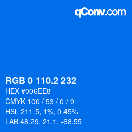 Color code: RGB 0 110.2 232 | qconv.com
