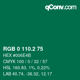 カラーコード: RGB 0 110.2 75 | qconv.com