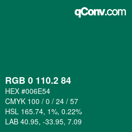 カラーコード: RGB 0 110.2 84 | qconv.com
