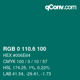 カラーコード: RGB 0 110.6 100 | qconv.com