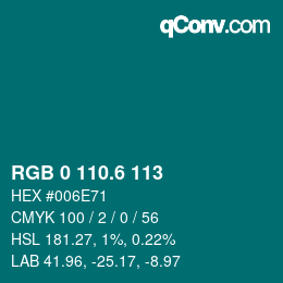 カラーコード: RGB 0 110.6 113 | qconv.com