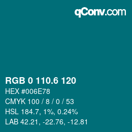 カラーコード: RGB 0 110.6 120 | qconv.com
