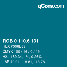 カラーコード: RGB 0 110.6 131 | qconv.com