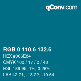 カラーコード: RGB 0 110.6 132.6 | qconv.com
