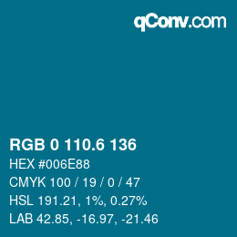 カラーコード: RGB 0 110.6 136 | qconv.com