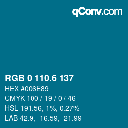 カラーコード: RGB 0 110.6 137 | qconv.com