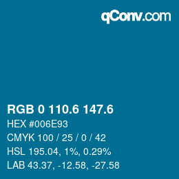 カラーコード: RGB 0 110.6 147.6 | qconv.com