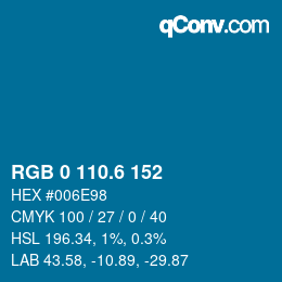 カラーコード: RGB 0 110.6 152 | qconv.com