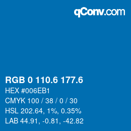 カラーコード: RGB 0 110.6 177.6 | qconv.com