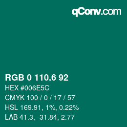 カラーコード: RGB 0 110.6 92 | qconv.com