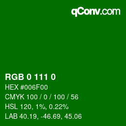颜色代码: RGB 0 111 0 | qconv.com