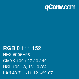 Color code: RGB 0 111 152 | qconv.com