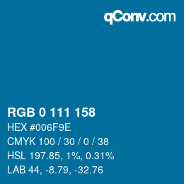 颜色代码: RGB 0 111 158 | qconv.com