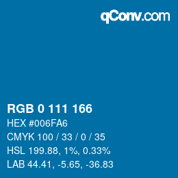 カラーコード: RGB 0 111 166 | qconv.com