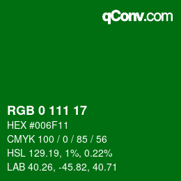 Color code: RGB 0 111 17 | qconv.com