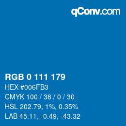 Color code: RGB 0 111 179 | qconv.com