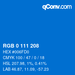 Color code: RGB 0 111 208 | qconv.com