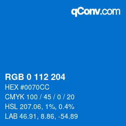 Color code: RGB 0 112 204 | qconv.com